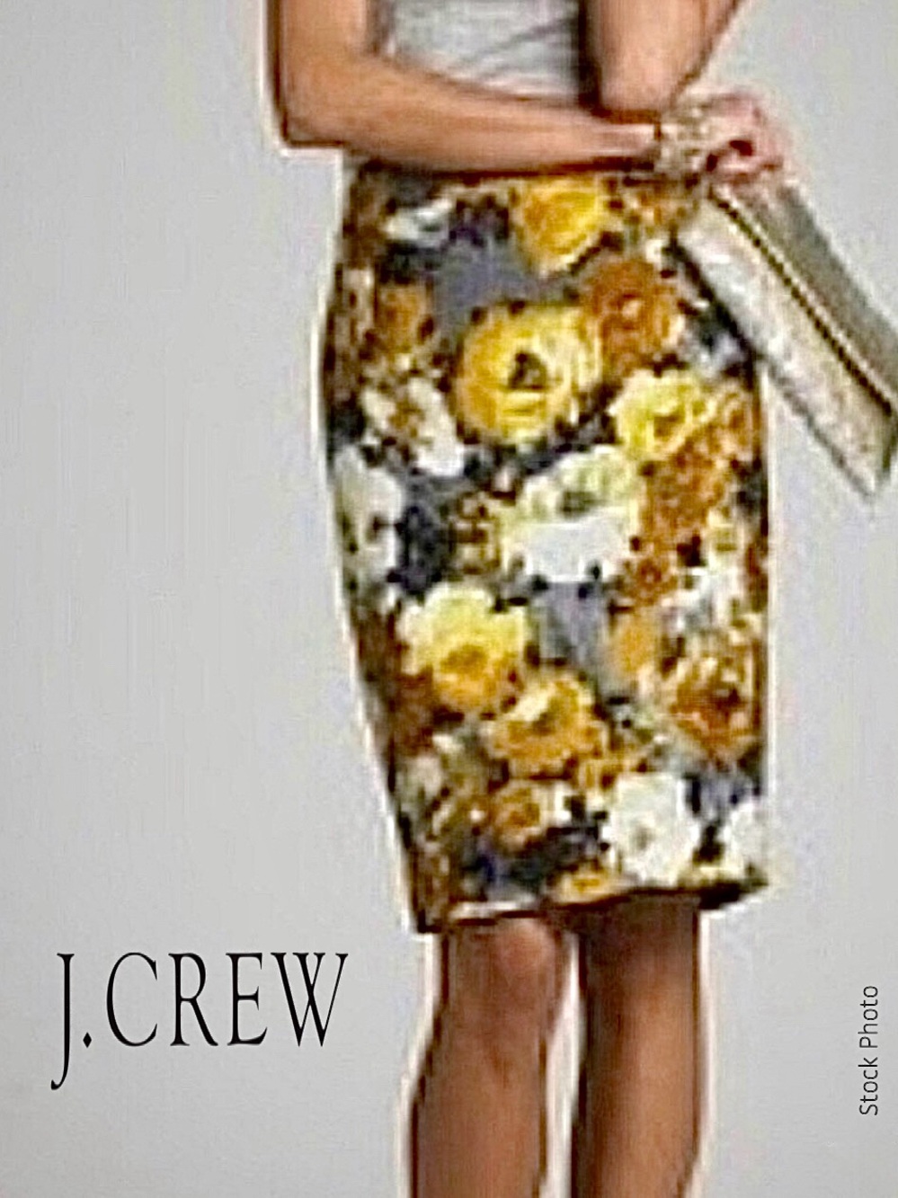 J. CREW Stretch Golden Rose Floral Pencil Skirt (S)